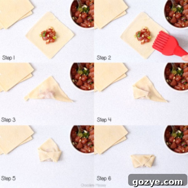 Step-by-step guide on how to assemble wontons for soup
