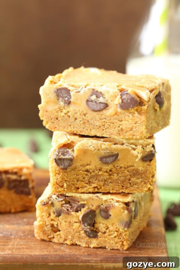 Triple Peanut Butter Cookie Dough Blondies