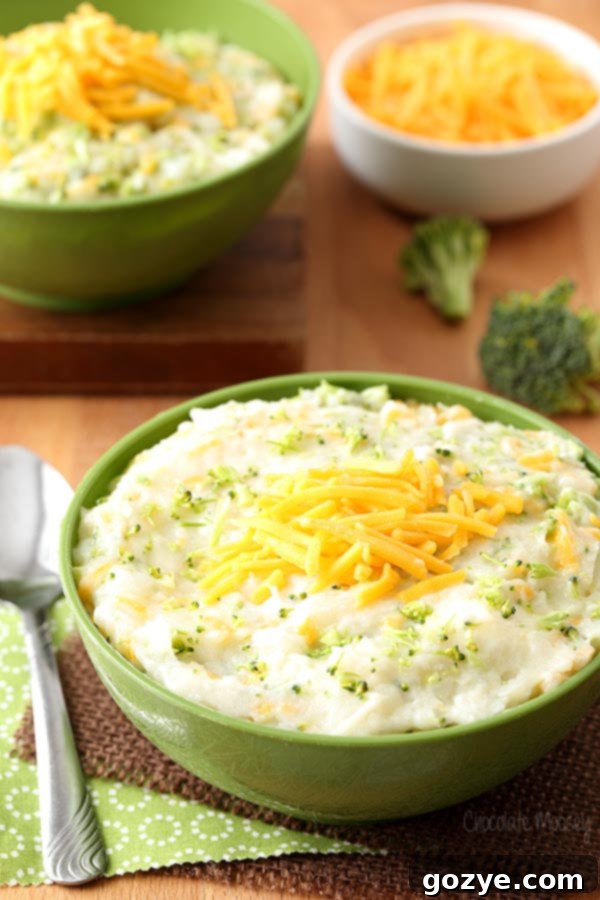 Broccoli and Cheese Mashed Potatoes for an easy side dish