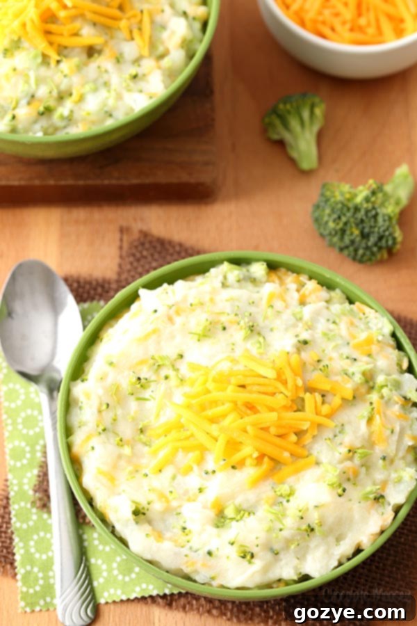Broccoli and Cheese Mashed Potatoes for an easy side dish