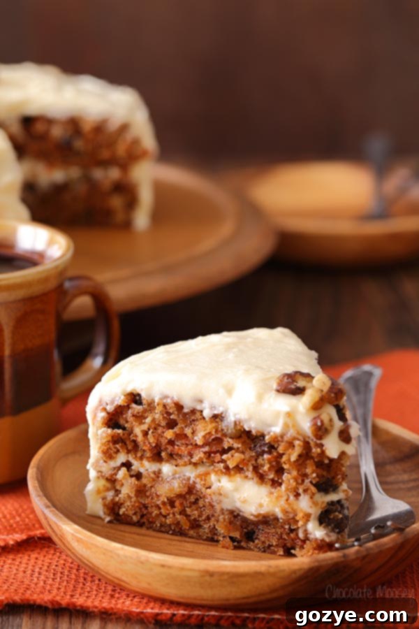 Beautifully frosted Carrot Cake Layer Cake with Buttermilk Cream Cheese Frosting