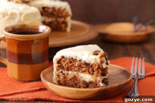 Slice of Carrot Cake Layer Cake with Buttermilk Cream Cheese Frosting
