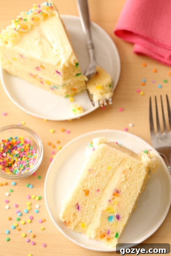 Homemade Funfetti Layer Cake with Whipped Vanilla Buttercream Frosting