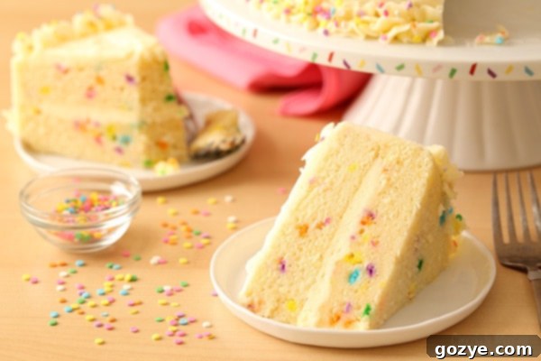 Funfetti Cake made from scratch with Whipped Vanilla Buttercream Frosting