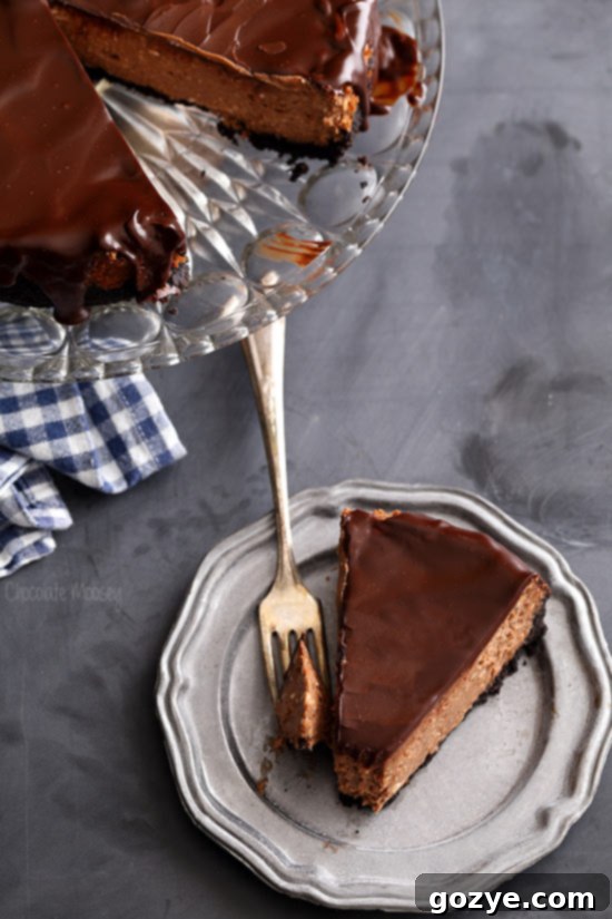Triple Chocolate Cheesecake with an Oreo cookie crust
