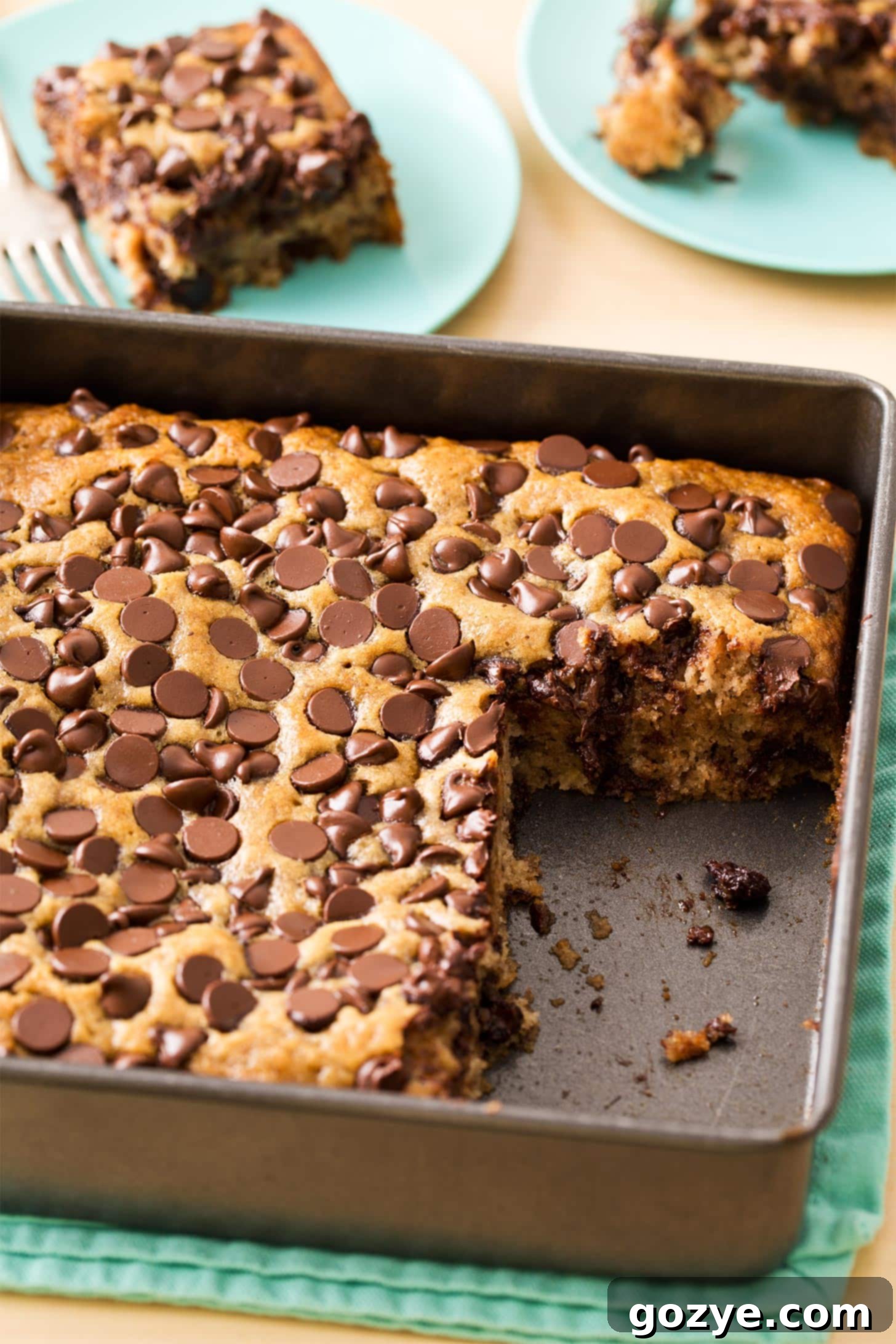 Banana Chocolate Chip Cake in 8x8 pan