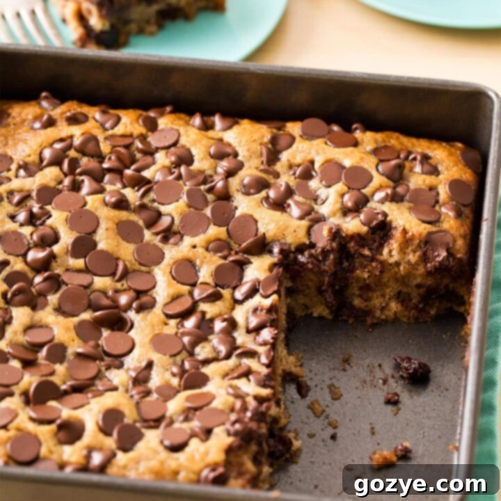 Banana Chocolate Chip Cake in 8x8 pan