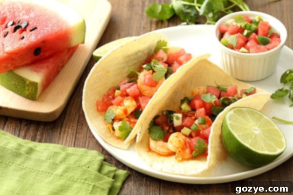 Spicy Sriracha Shrimp Tacos 4 Spicy Shrimp Tacos with Watermelon Salsa