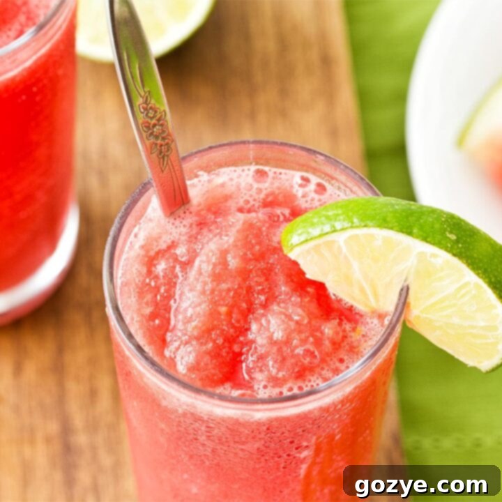 Ultimate Watermelon Chill 7 Close up of watermelon slushie in glass