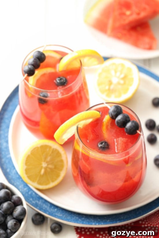 Watermelon Blueberry Sangria made with white wine