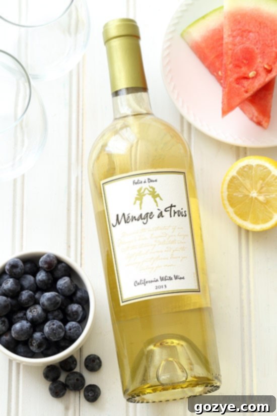 White wine for Watermelon Blueberry Sangria