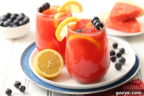 Watermelon Blueberry Sangria made with white wine