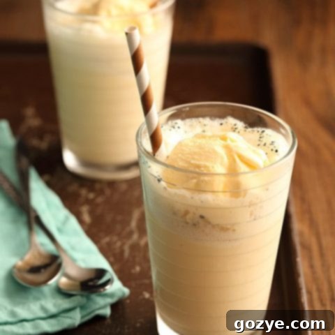 Vanilla Bean Cream Soda Floats - full recipe image for Pinterest and social sharing.