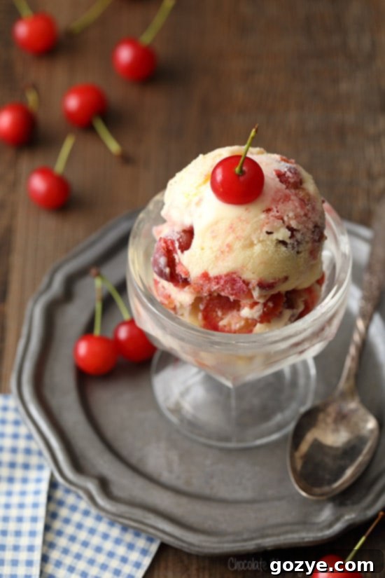 Cherry Pie Swirl Ice Cream 3 Cherry Pie Ice Cream made with homemade cherry pie filling