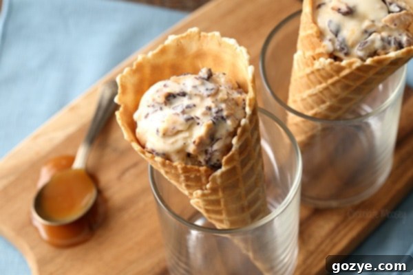 Ingredients for making homemade Caramel Waffle Cone Ice Cream
