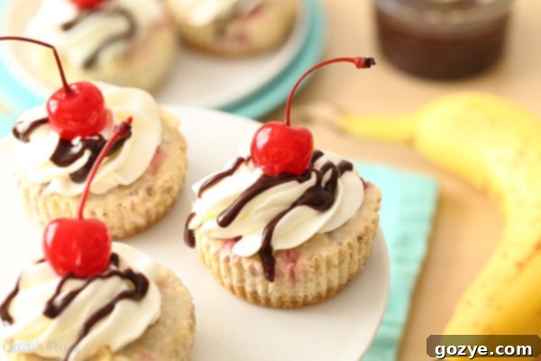 Mini Banana Split Cheesecakes