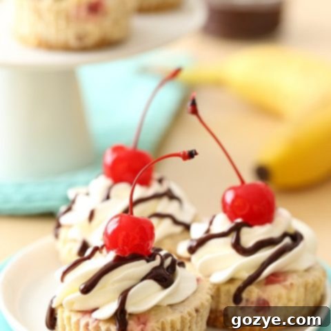 Mini Banana Split Cheesecakes