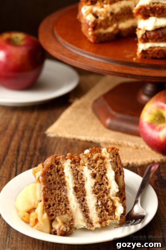 Spiced Apple Butter Cake 5 Assembled Caramel Apple Butter Layer Cake on a serving plate