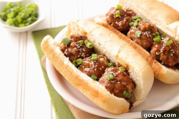 Pork Teriyaki Meatball Sub with homemade teriyaki sauce