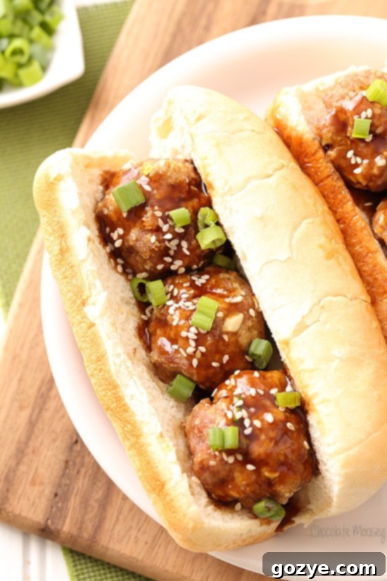Pork Teriyaki Meatball Sub with homemade teriyaki sauce