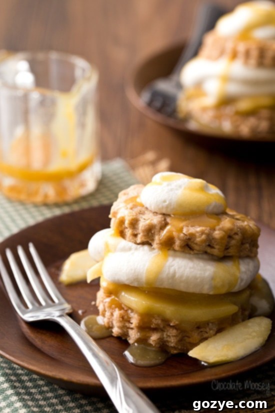 Caramel Apple Shortcakes with tender flaky biscuits