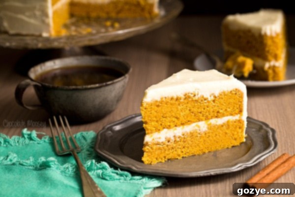 Two-layer Pumpkin Cake with Cream Cheese Frosting detail.