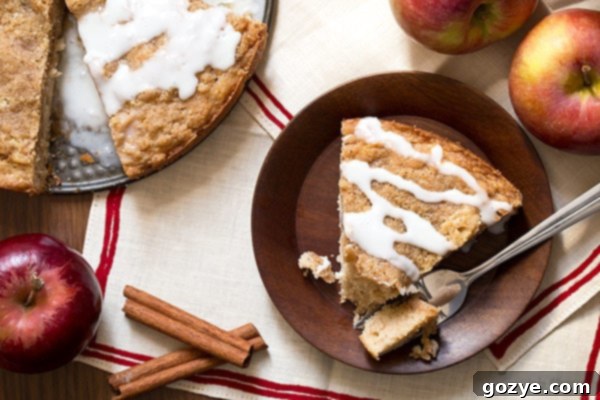 Close-up of Apple Cinnamon Coffee Cake, highlighting the texture of the streusel topping