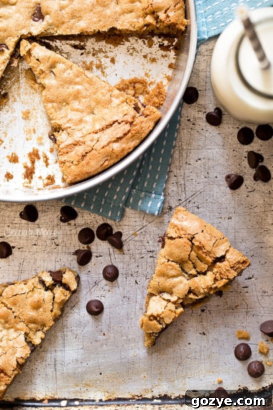 Close-up of baked Oatmeal Chocolate Chip Cookie Wedges
