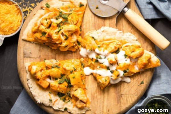 Thin Crust Buffalo Chicken Pizza (No Yeast)