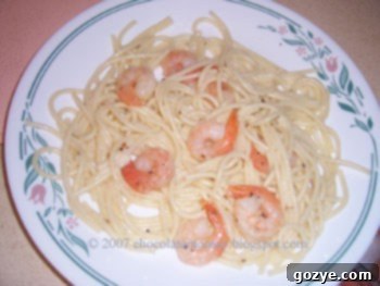 Delicious Lemon Garlic Shrimp served with pasta