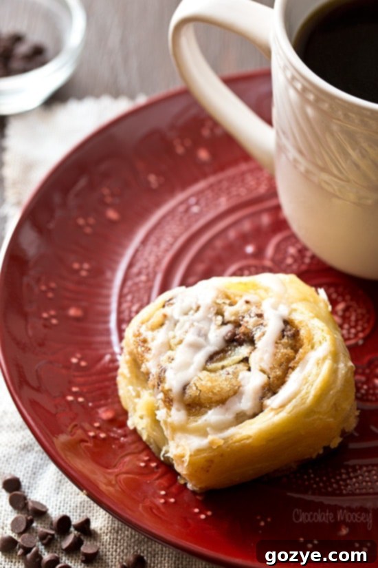 Flaky Puff Pastry Cookie Dough Cinnamon Rolls with Glaze