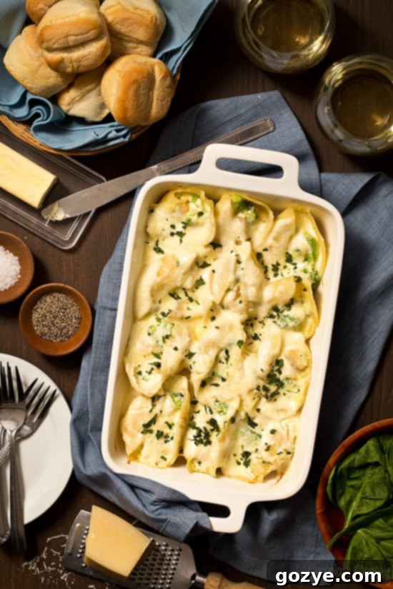Chicken Broccoli Alfredo Stuffed Shells For Two