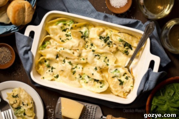Chicken Broccoli Alfredo Stuffed Shells For Two