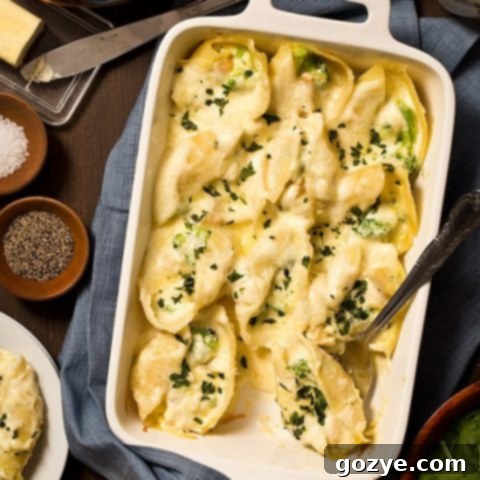 Chicken Broccoli Alfredo Stuffed Shells For Two