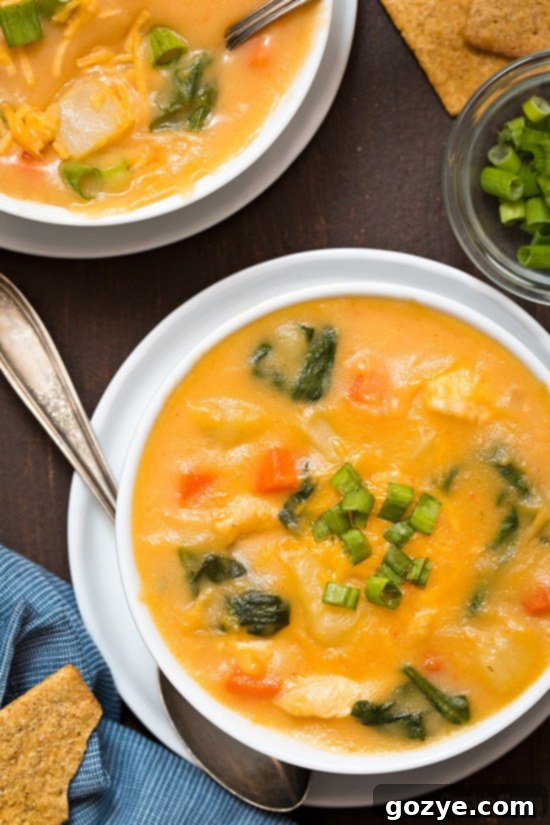 Cheesy Chicken and Potato Soup made without cream