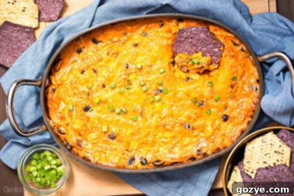 Close-up of Chicken Enchilada Dip ingredients mixing on the stovetop with homemade sauce