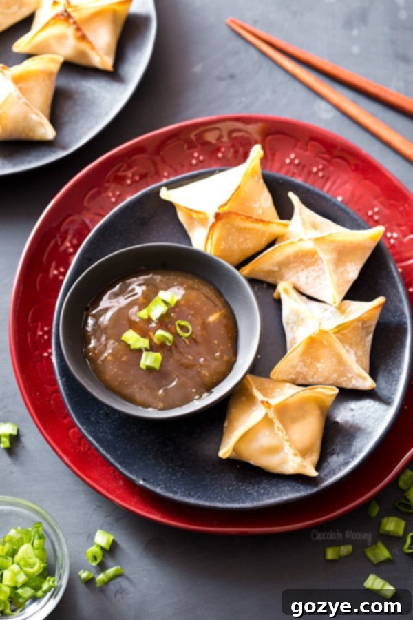 Crispy General Tso's Chicken Wontons 2 Crispy General Tso's Chicken Baked Wontons, ready to be devoured
