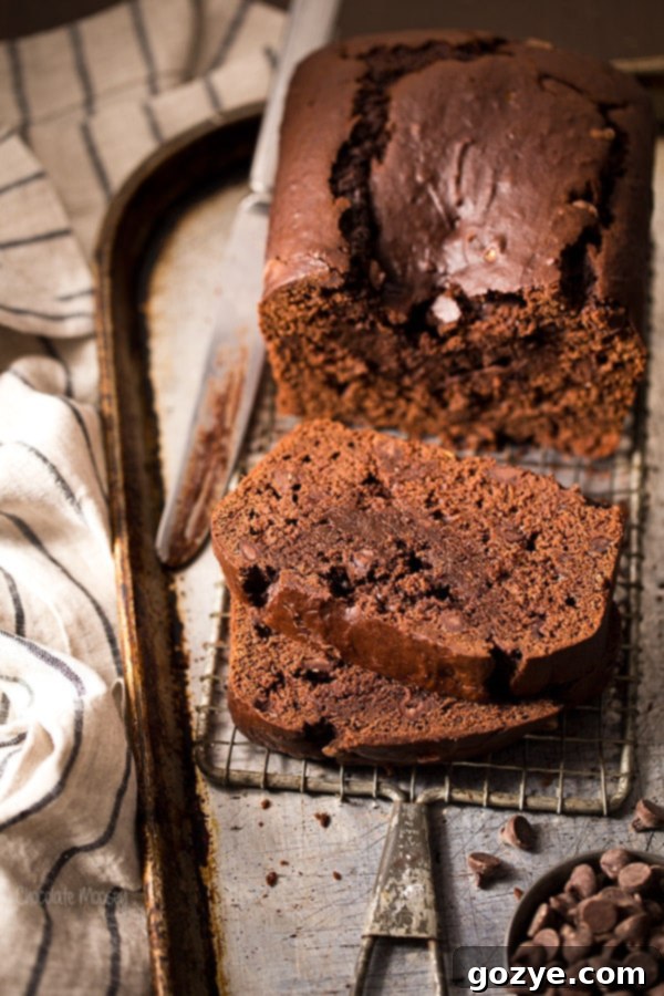Double Chocolate Banana Bread with chocolate chips
