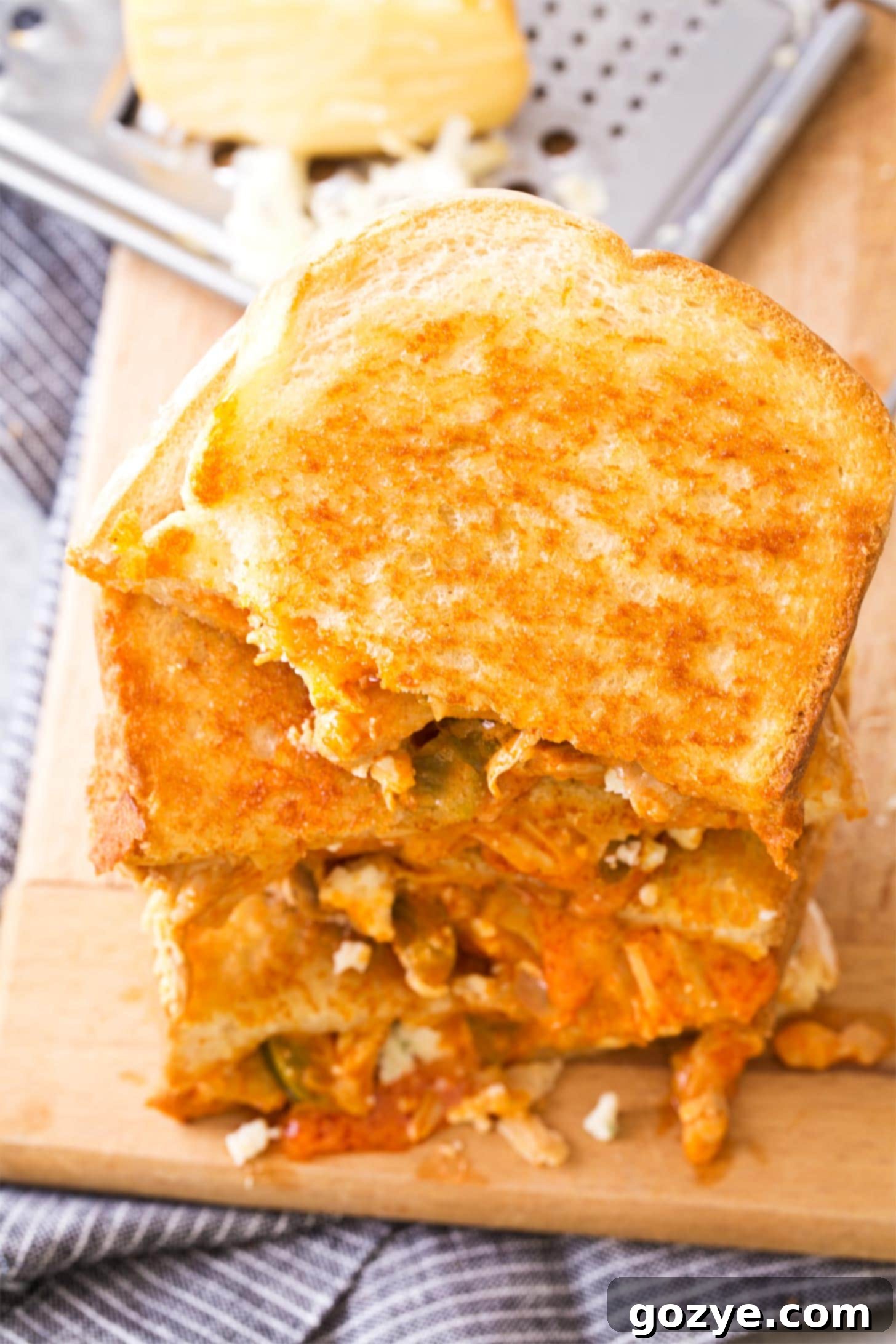 Buffalo Chicken Sandwich piled on each other