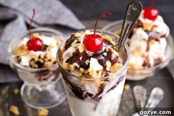 Three Fried Ice Cream Sundaes ready for serving