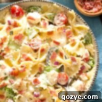 Delicious BLT Pasta Salad in a large serving bowl, ready to be enjoyed