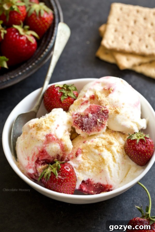 Dreamy Strawberry Cheesecake Ice Cream 3 Bowl of strawberry cheesecake ice cream
