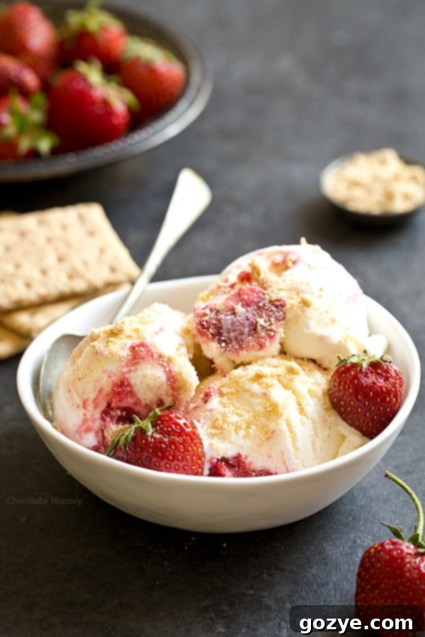 Dreamy Strawberry Cheesecake Ice Cream 5 Bowl of strawberry cheesecake ice cream