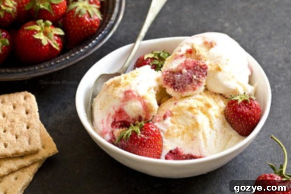 Dreamy Strawberry Cheesecake Ice Cream 6 Bowl of strawberry cheesecake ice cream