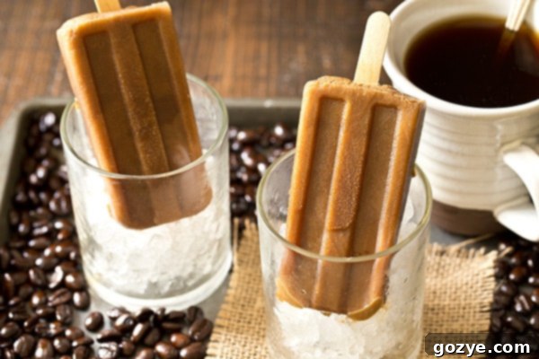 Creamy Caramel Latte Pops 3 Close-up of frozen Caramel Latte Pops, showing their smooth texture