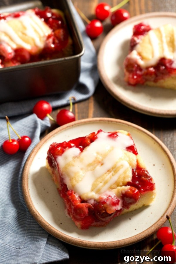 Delectable Cherry Cobbler Bars 4 Cherry Cobbler Bars are incredibly versatile; swap out cherry filling for other fruit options like blueberry, peach, or apple.