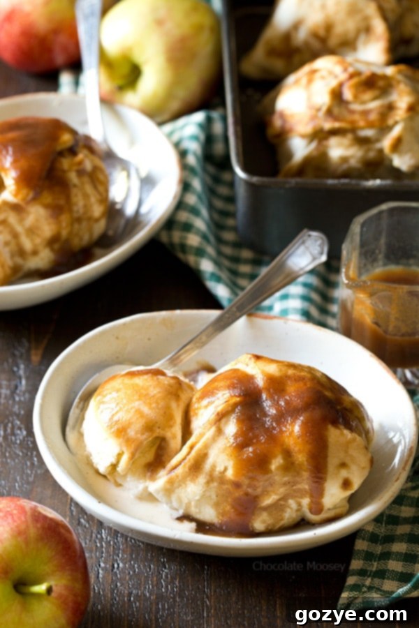 Delicious Apple Butter Dumplings ready to be served, a perfect fall dessert.