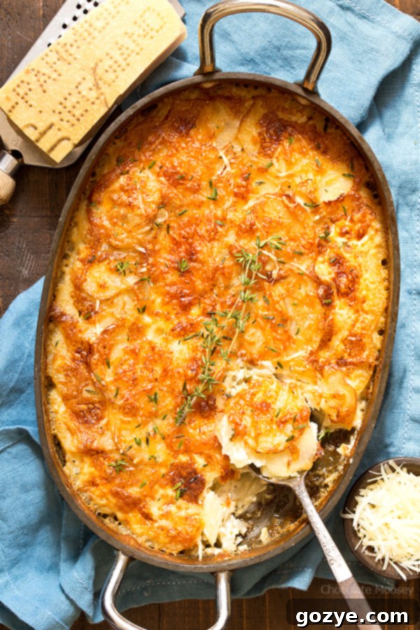 Au Gratin Potatoes in a casserole dish