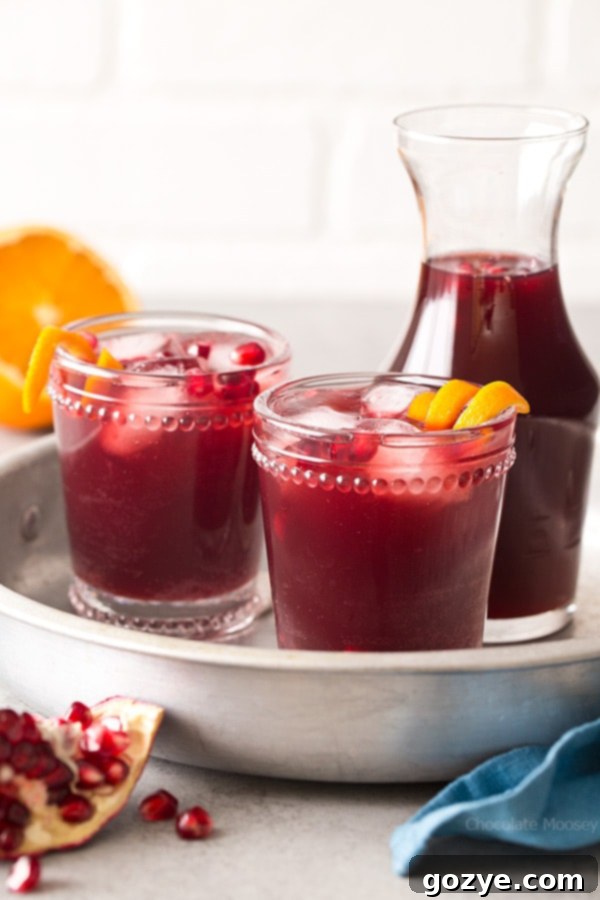 Pomegranate punch ready for a festive gathering