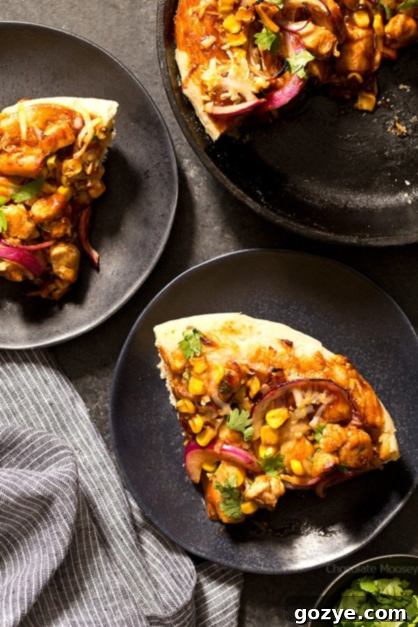 The convenience of making BBQ Chicken Skillet Pizza means no more struggling to roll a perfect circle; simply press the dough into your cast iron skillet.